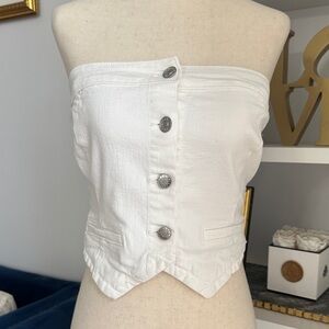 Love Tree White Smocked Denim Top